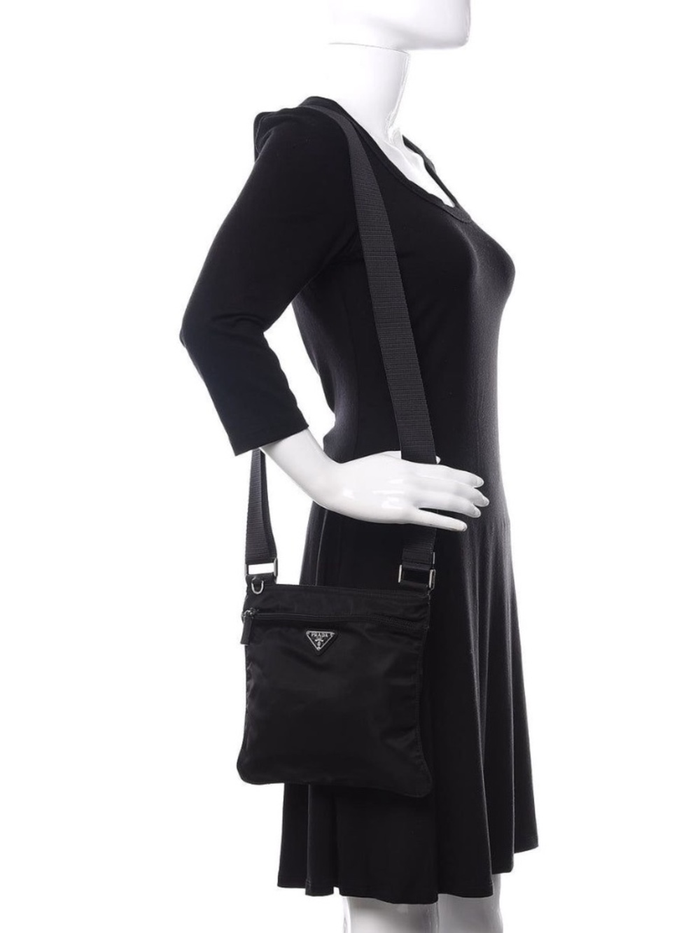 Authentic PRADA Nylon Vela Small Flat Messenger Bag Black - Picture 13 of 13